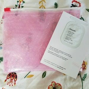 Glossier pink pouch with sample