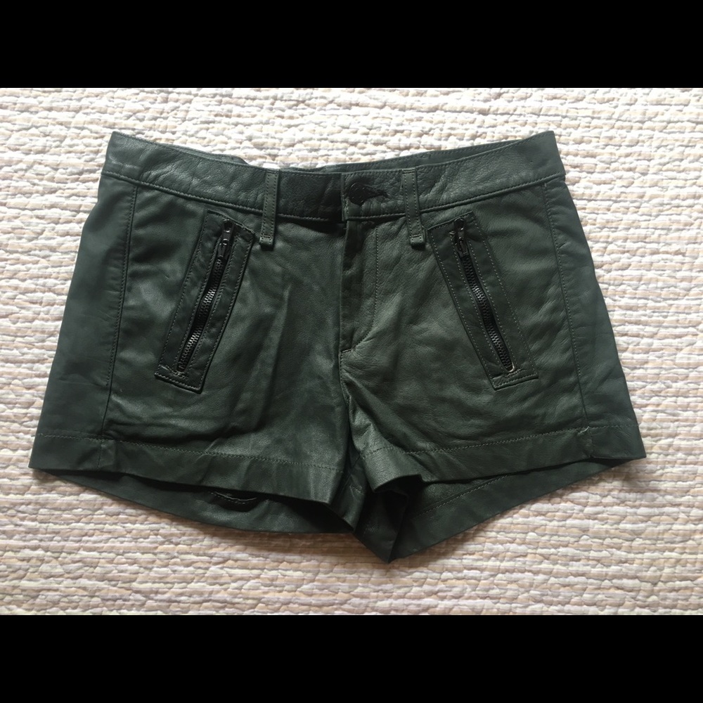 Rag and Bone Army Lamb Leather Shorts