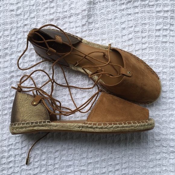 Apt. 9 Shoes - Just In! Cognac & Bronze Espadrilles Shoes Lace Up