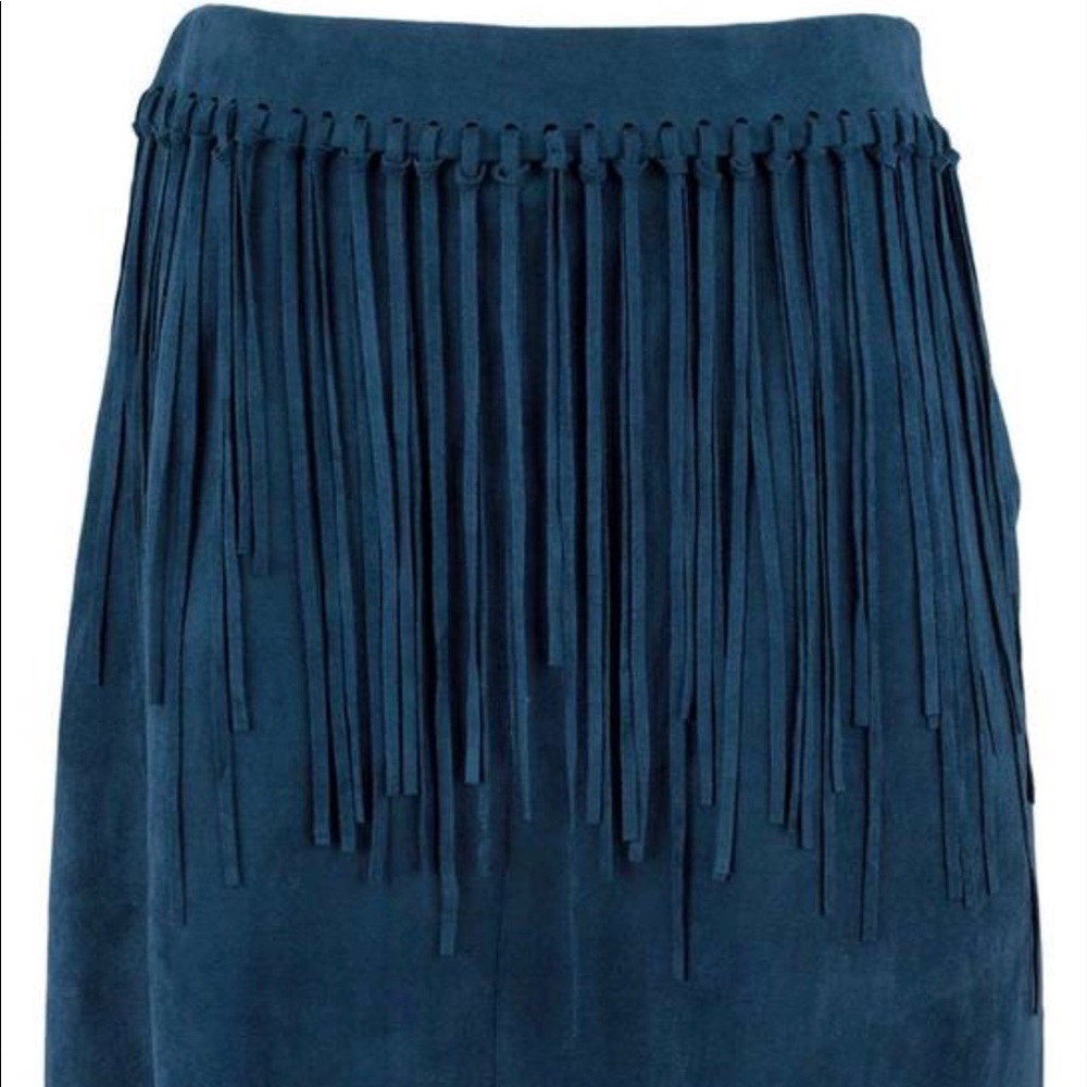 Pinto Ranch Blue Leather Whip Stitch Skirt