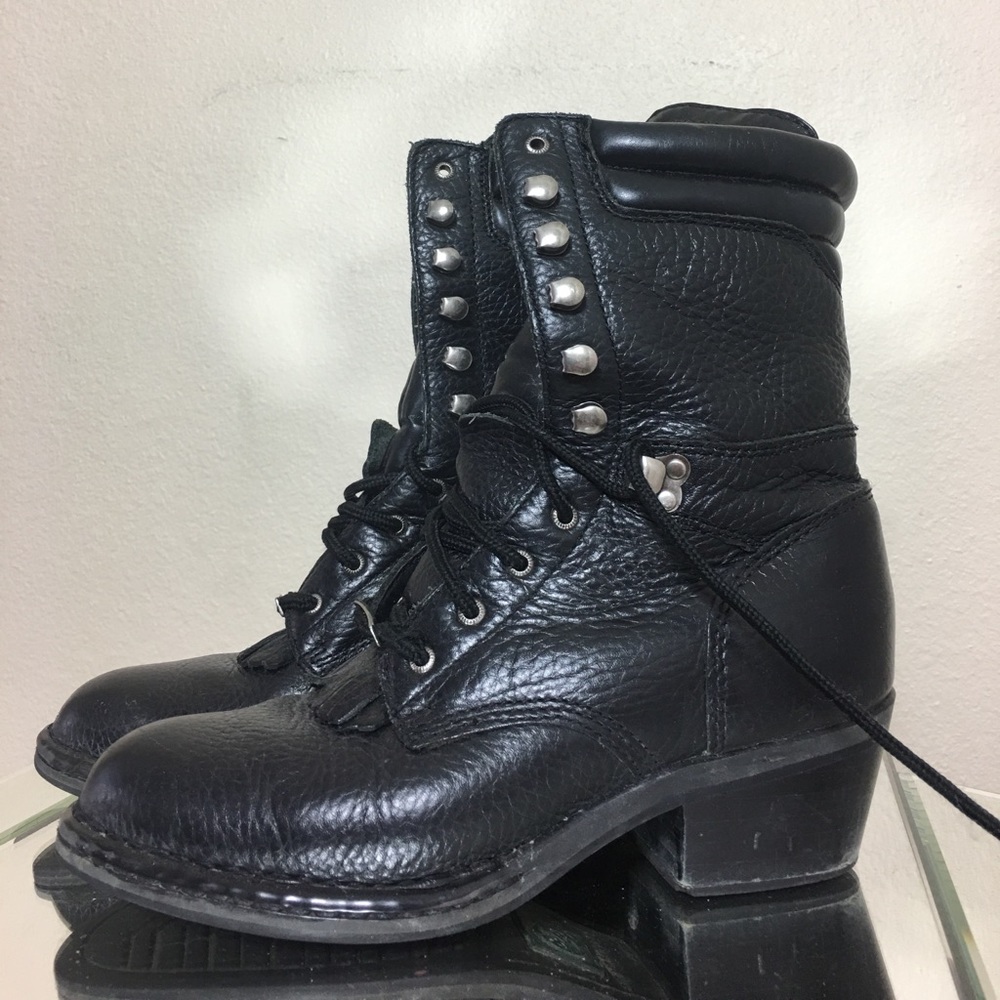 Black Vintage Biker Boots (7.5)