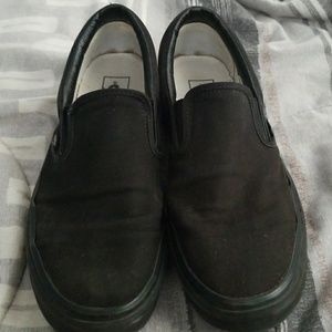 Vans black on black slip on shoes