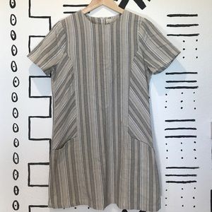 Paper Crane Linen Blend Striped Shift Dress