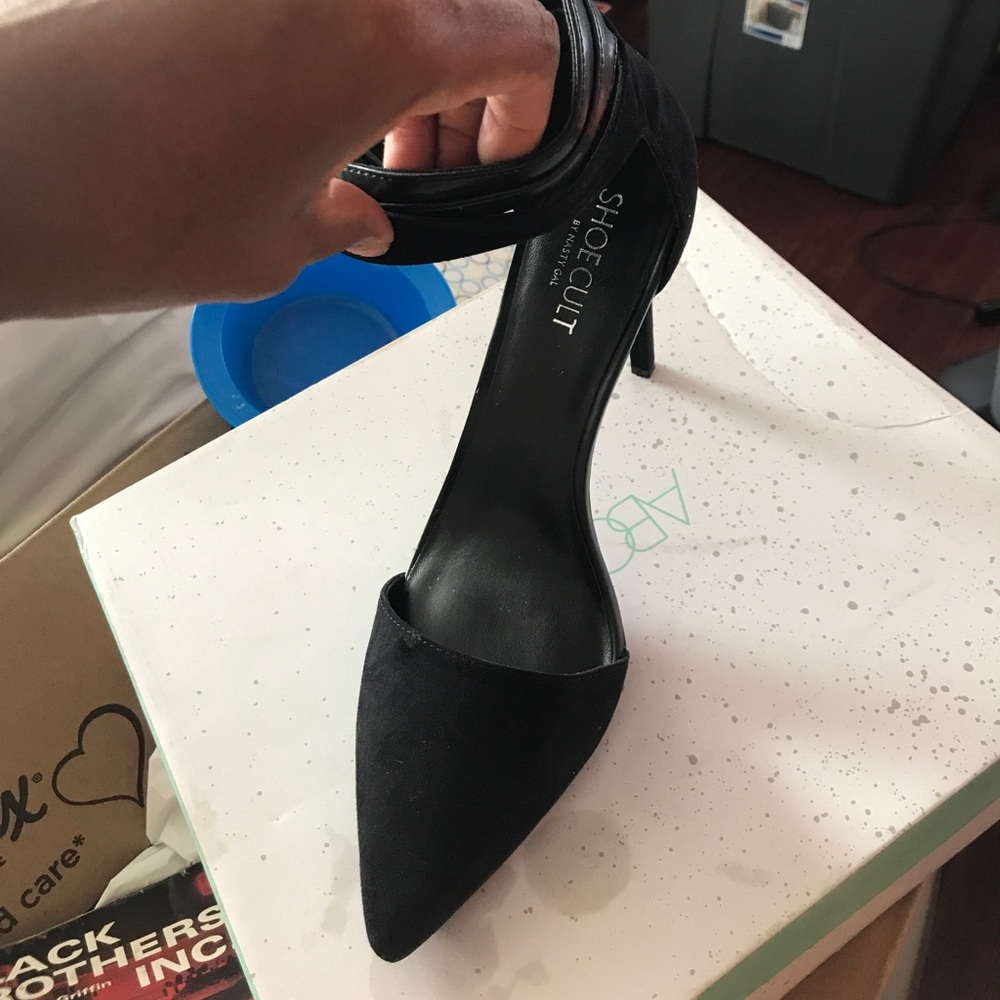 Black double strap stilettos