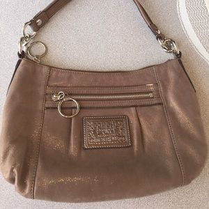 Poppy Coach metallic gold leather purse