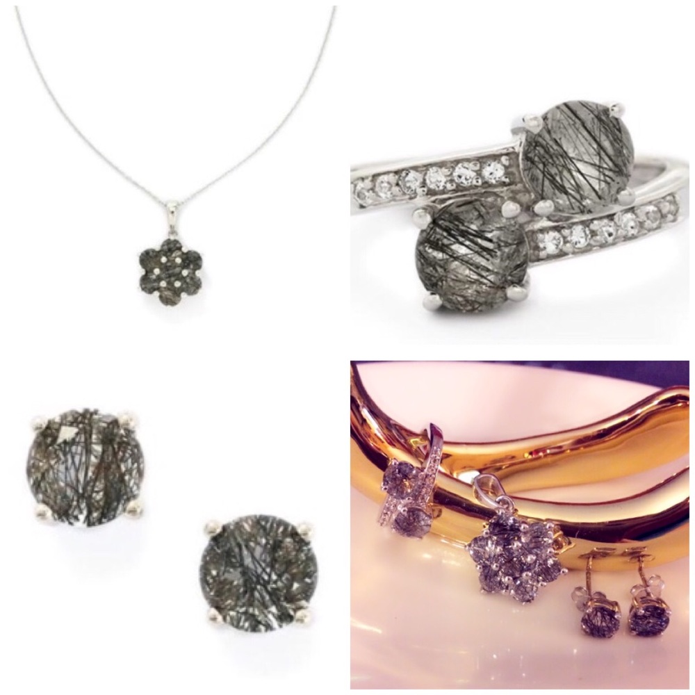 3 PIECE SET QUARTZ IN 925 SILV RING PEND EARRINGS