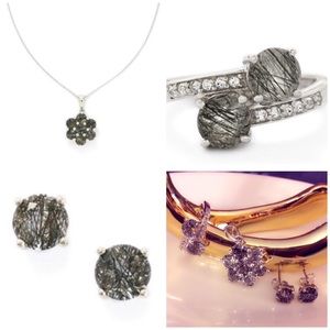 3 PIECE SET QUARTZ IN 925 SILV RING PEND EARRINGS