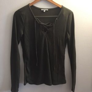 Lace up long sleeve shirt