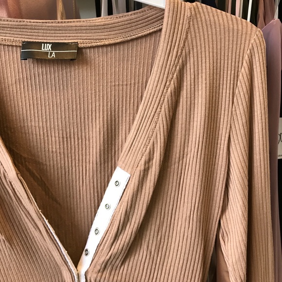 LAST Coffee Ribbed Bodysuit - Picture 2 of 4