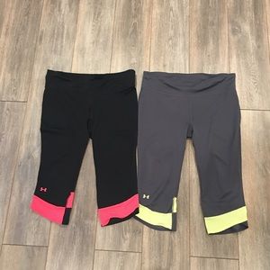 under armor Capri (yellow/grey & pink/black)