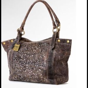 Frye Deborah Distressed Studded Leather Handbag