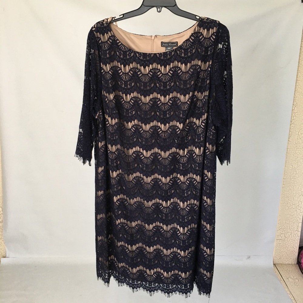 Jessica Howard navy blue lace shift dress