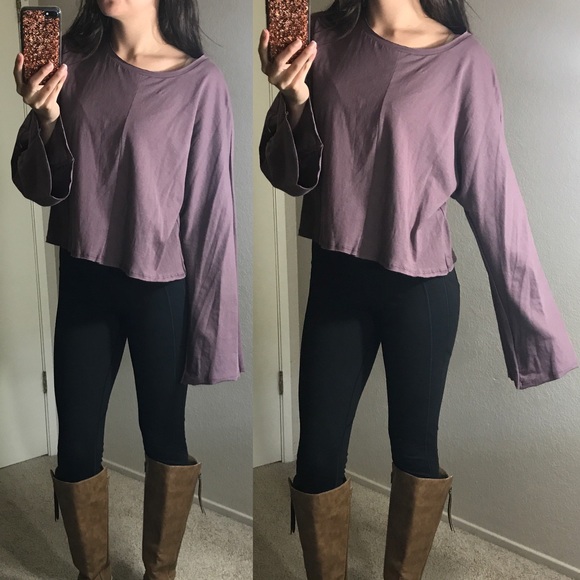 Plum Long Bell Sleeve Knit Top - Picture 6 of 8