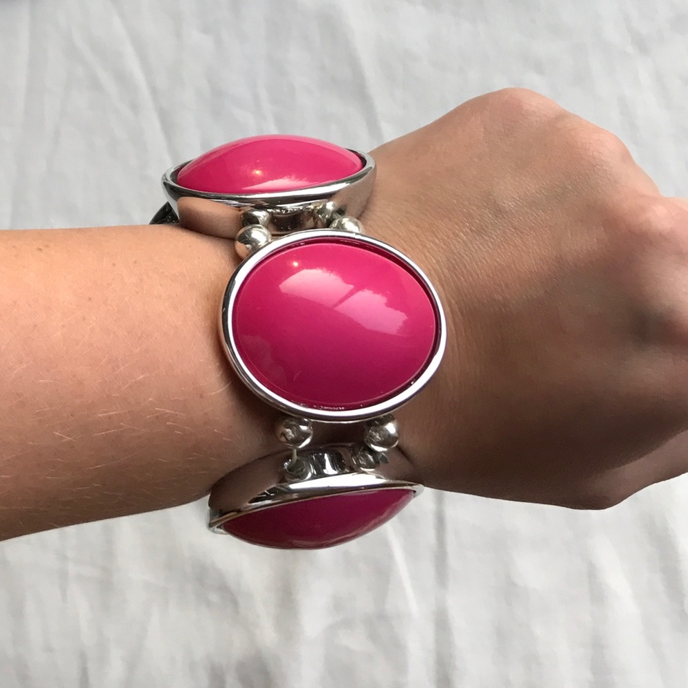 Hot Pink Elastic Statement Bracelet