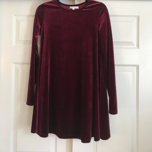Burgundy Velvet Long Sleeve Dress Burgundy Velvet Long Sleeve Dress