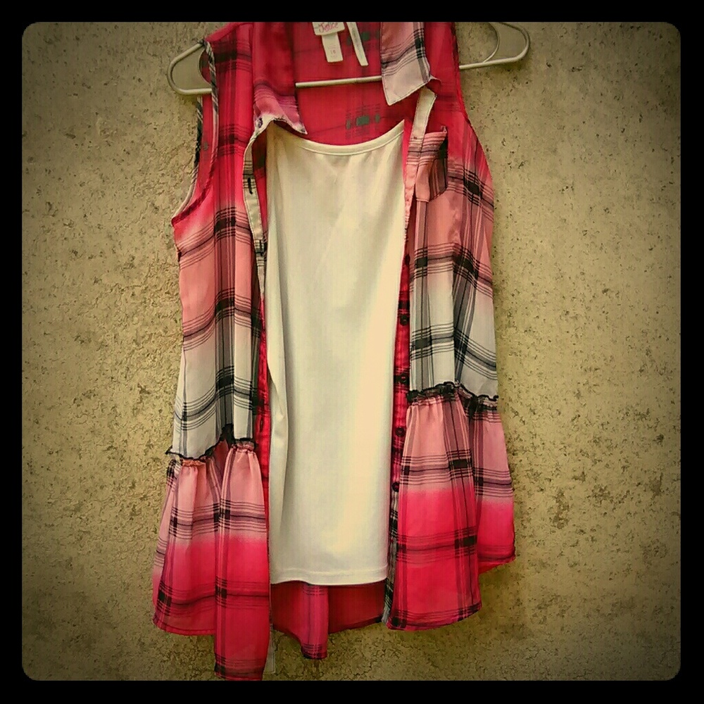 Justice Pink Blouse Flannel