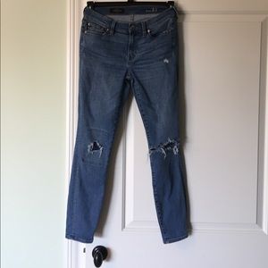 J Crew Toothpick Ripped Knee Skinny Jeans