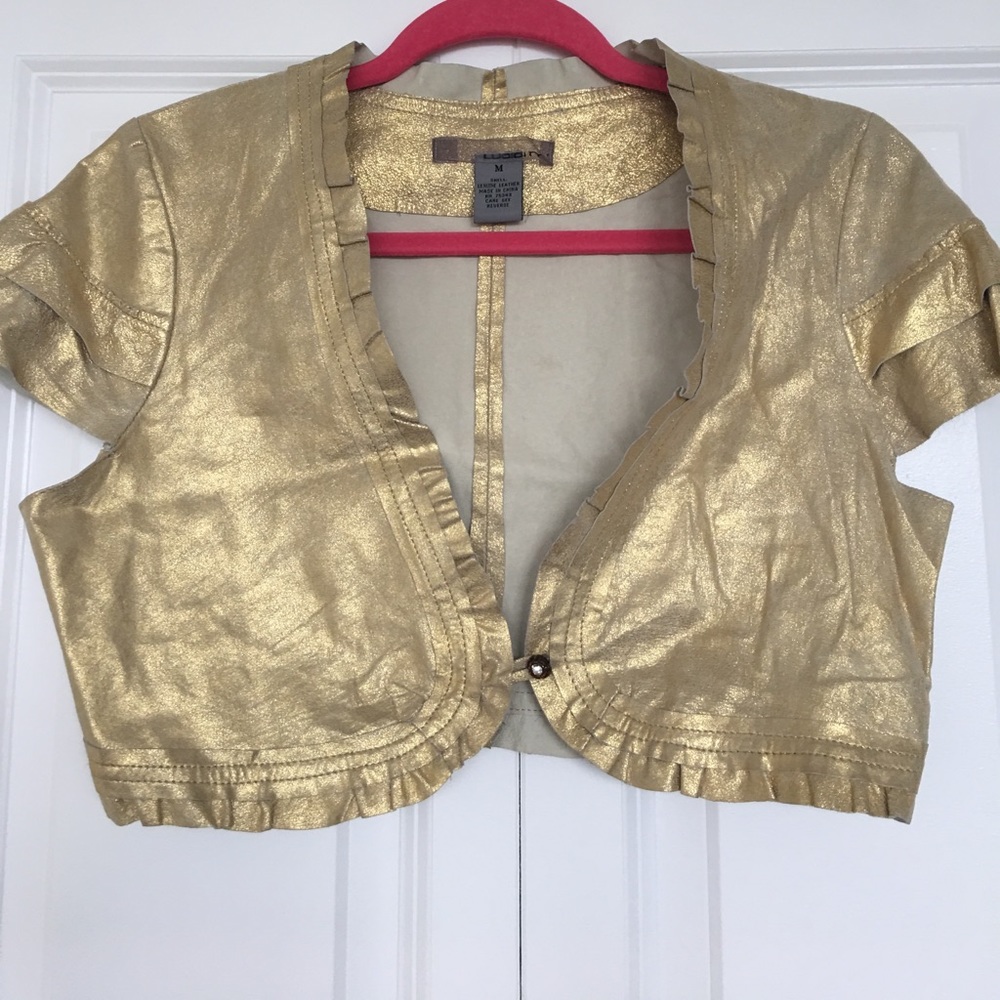 Gold sparkly cropped vest mini