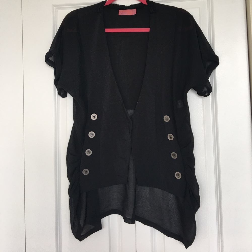 Sheer black blouse/blazer gorgeous fitting buttons