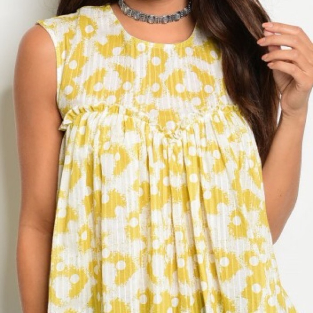 sold Yellow & Off White Print Top - Picture 2 of 3