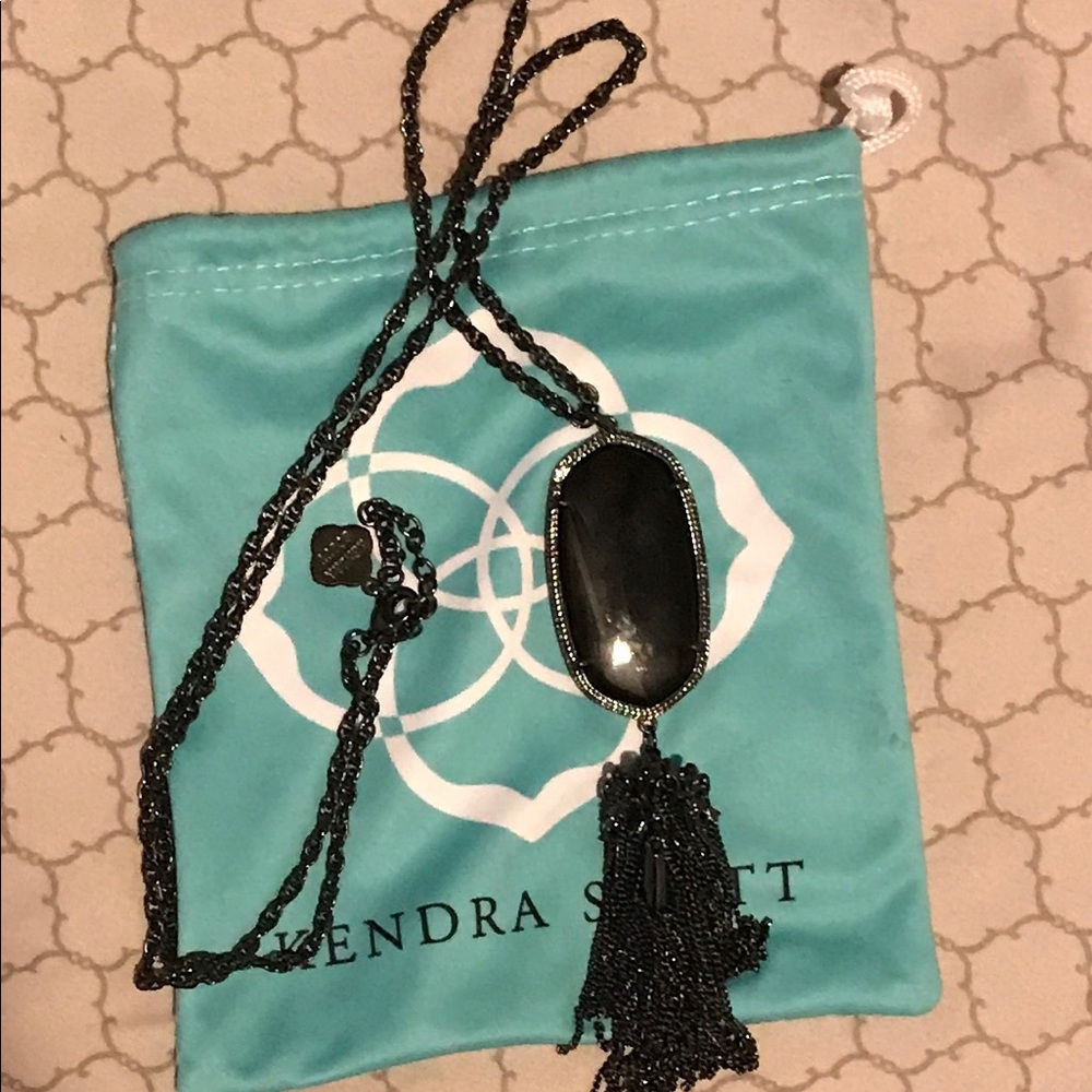 Kendra Scott Rayne Long Pendent Necklace -Gunmetal