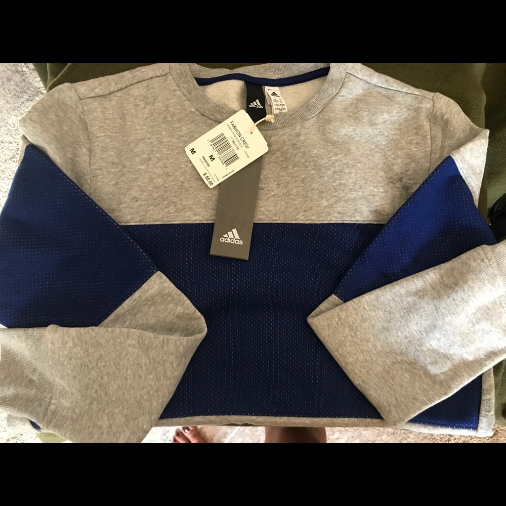 Brand Grey & Blue Adidas Hoodie Size Medium Women