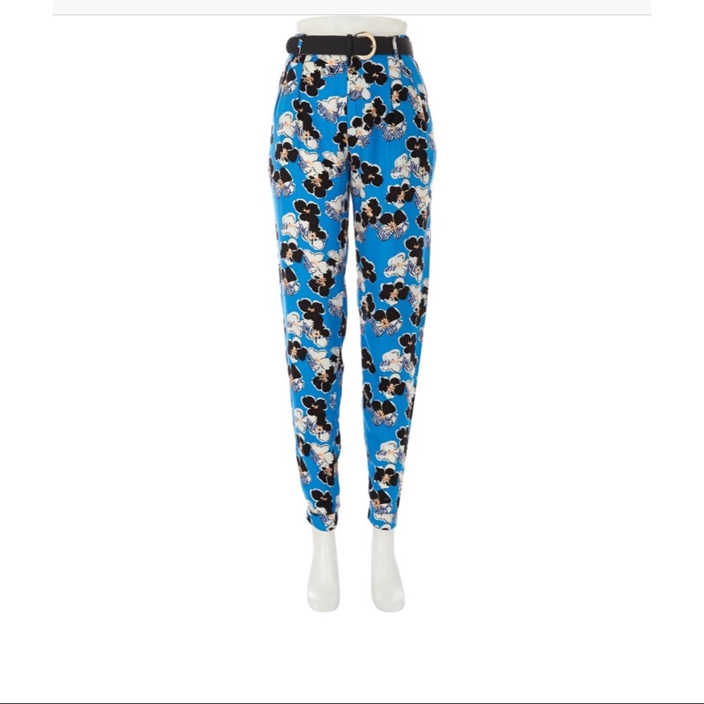 River Island blue floral highwaisted printed pants