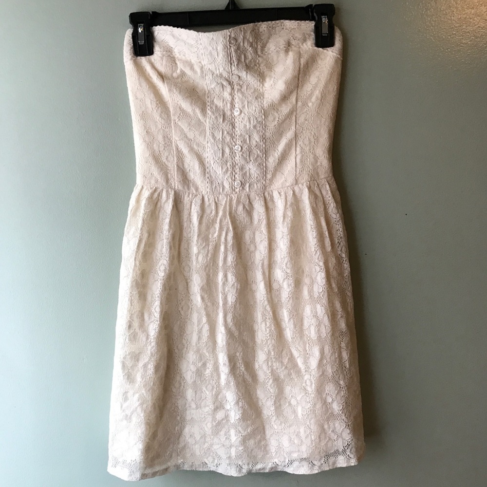 A&F White Strapless Lace Dress