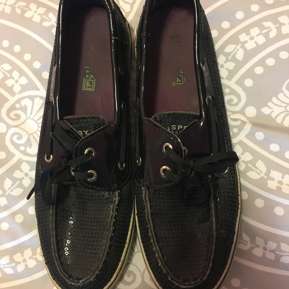 Black Sequened Sperry