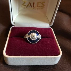 Beautiful, Sparkly, Faux Clear & Blue Diamond Ring