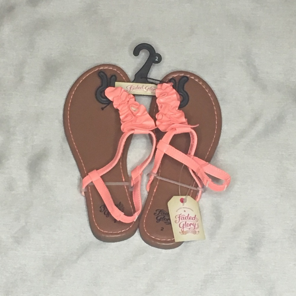 CORAL PINK Faded Glory Sandals (Size 2) Kids Shoe