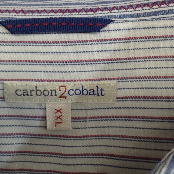 Carbon 2 Cabalt Button Down Men's Stripped Shirts - Picture 4 of 7