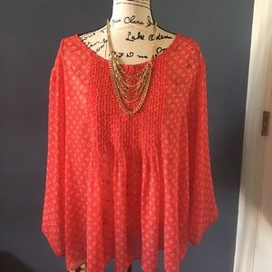 Old Navy women's 2X red Blouse sheer