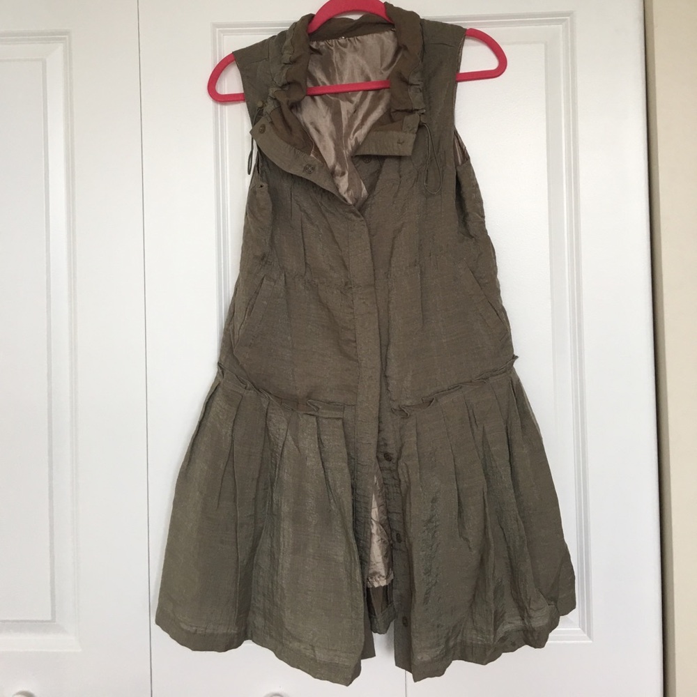 Green camo button up dress/vest