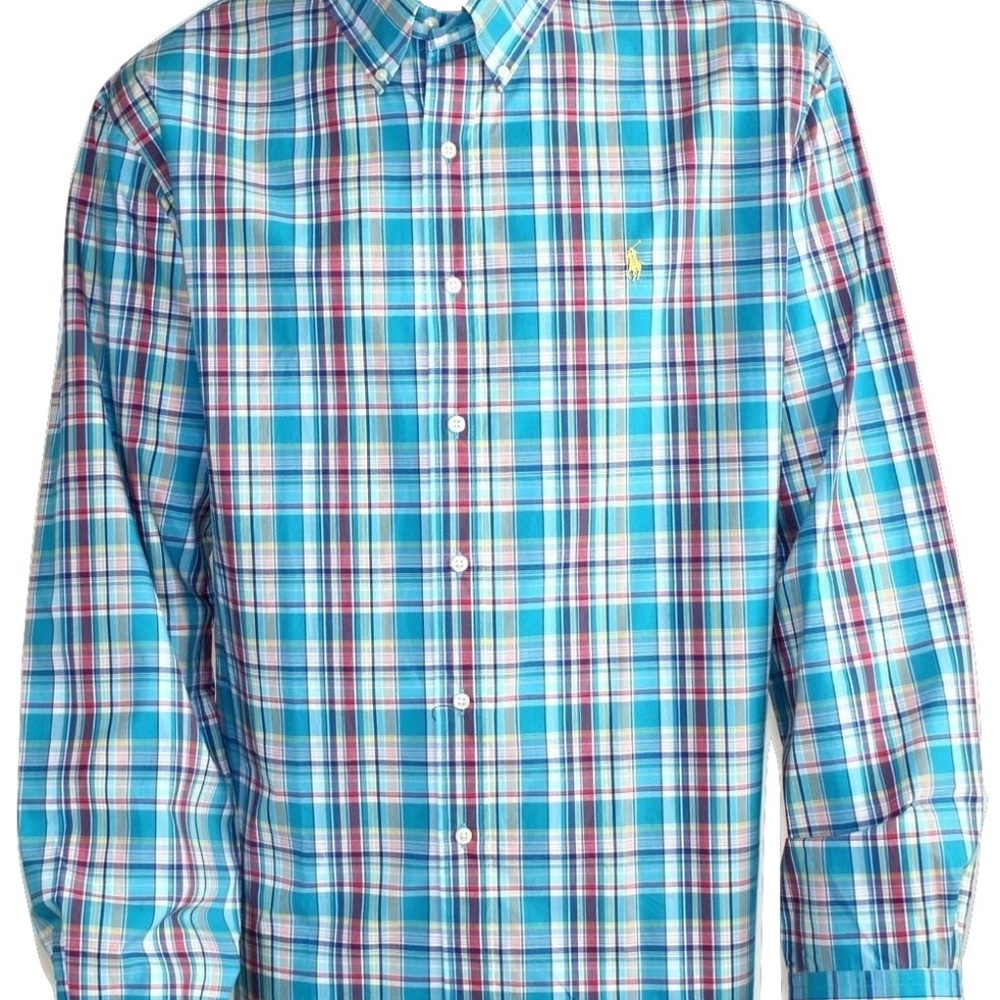 NEW Ralph Lauren Men's Blue Checked Shirt LT