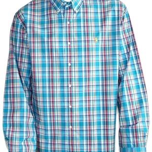 NEW Ralph Lauren Men's Blue Checked Shirt LT