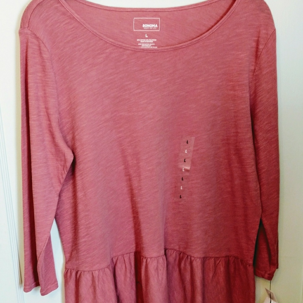 Sonoma Dusty Mauve Scoop Neck w/Ruffled Bottom NWT