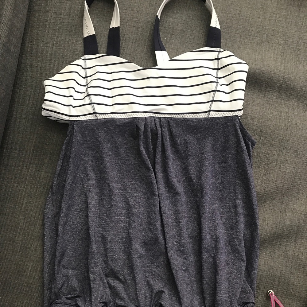 {LULULEMON} Back On Track Tank Bra Quiet Stripes - Picture 5 of 8