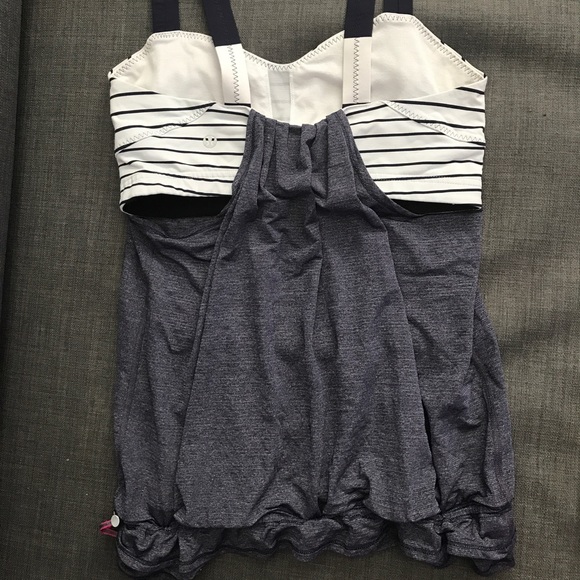 {LULULEMON} Back On Track Tank Bra Quiet Stripes - Picture 6 of 8