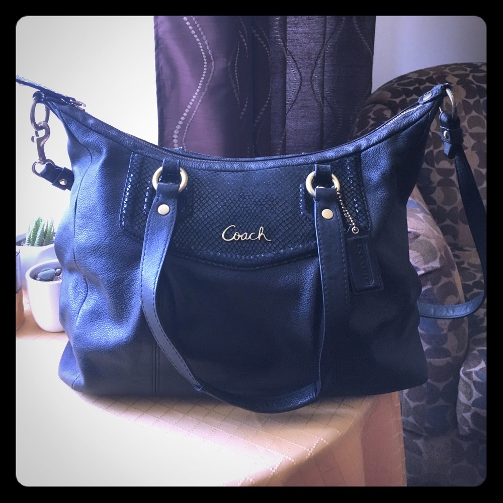 Coach Ashley Black Leather Crossbody Purse