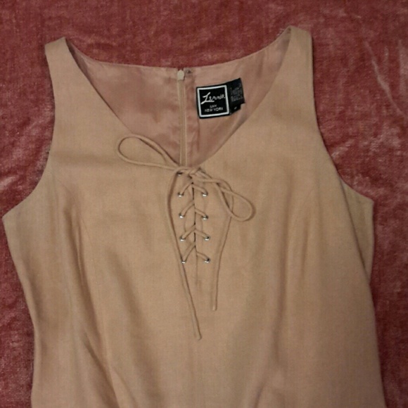 Lennie linen lined dress mustard color, 8 - Picture 2 of 5