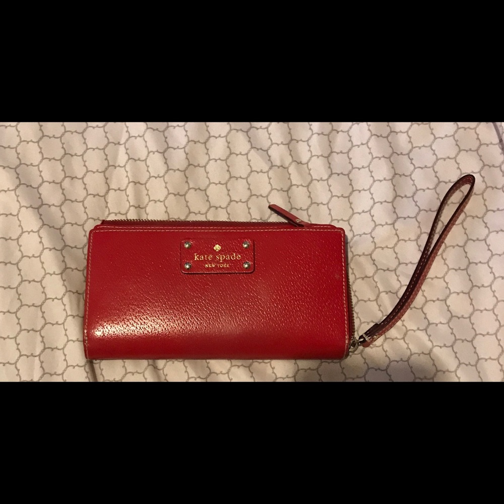 Red Kate Spade Wristlet with FREE BRACELET