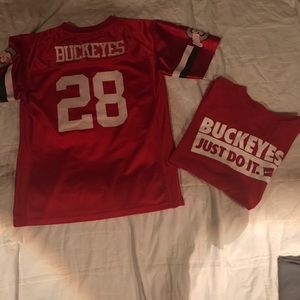 🆑 🏈Buckeyes jersey and tshirt. Boys med.