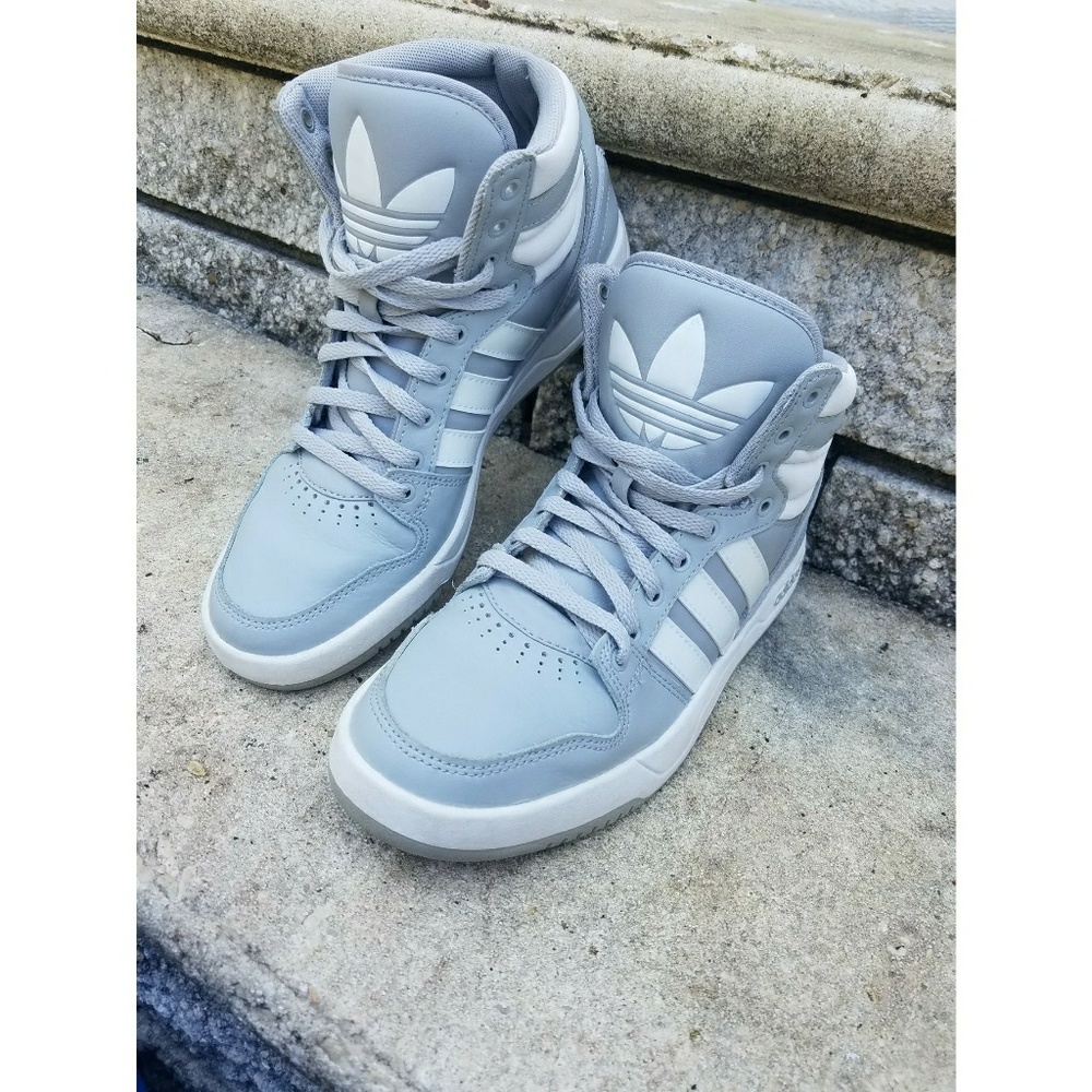 Grey White Adidas High Top Sneakers