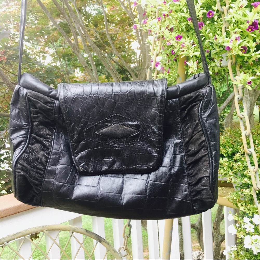 Vintage 80s Leather Crossbody Bag