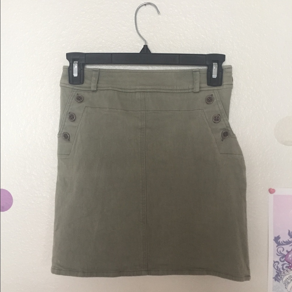 Olive Green Denim Skirt