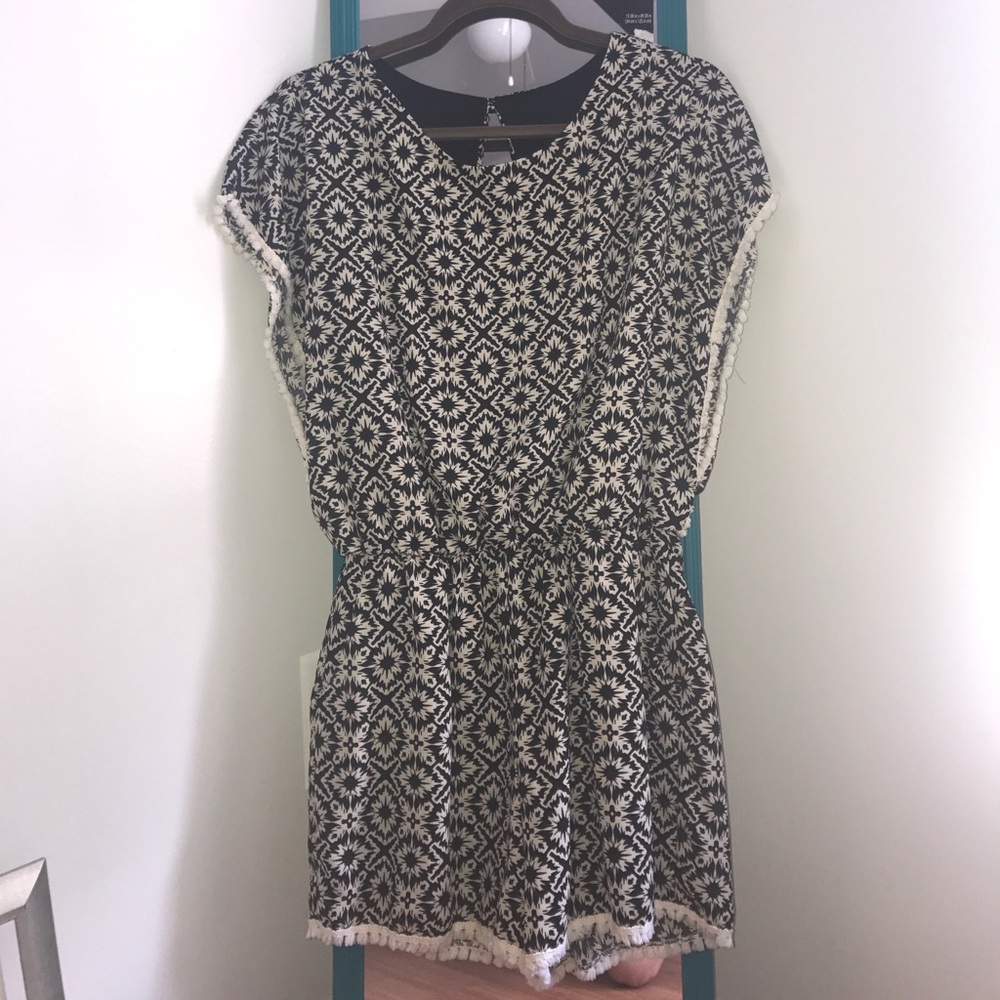 Black and Cream Patterned Romper