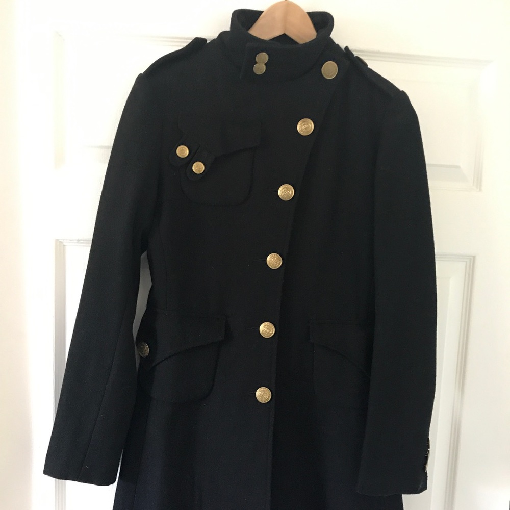 Wool military style trench coat