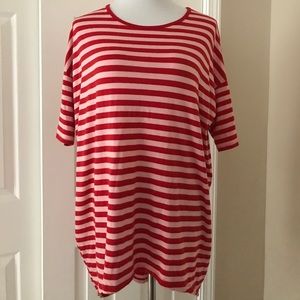 Lularoe Irma tunic, size M, pink and red stripe