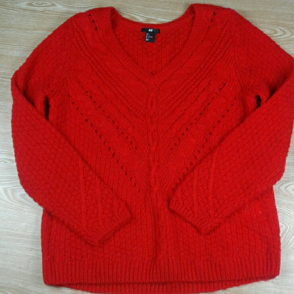 H&M RED sweater. Size large
